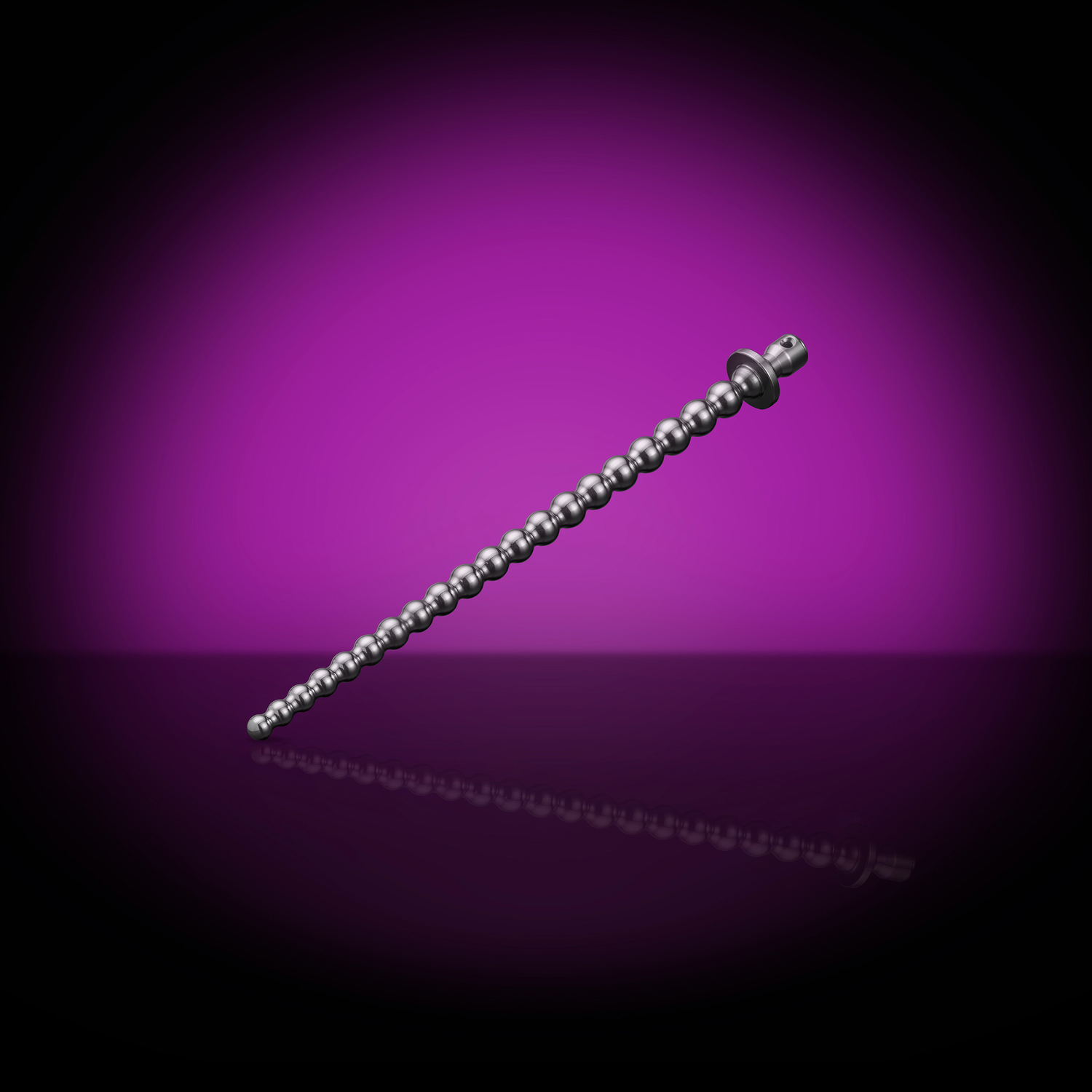 Bubbles 5-8 mm urethral sounding rod, variant Stainless steel on purple background