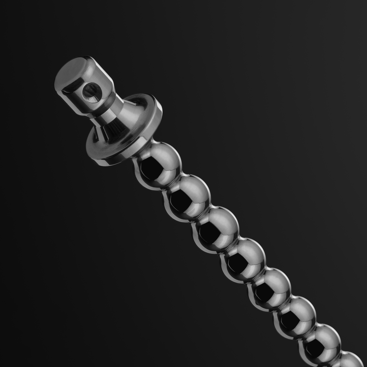 Bubbles 5-8 mm urethral sounding rod, variant Stainless steel on purple background