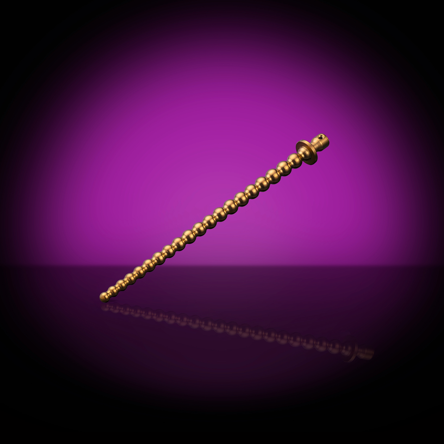 Bubbles 5-8 mm urethral sounding rod, variant PVD Gold on purple background