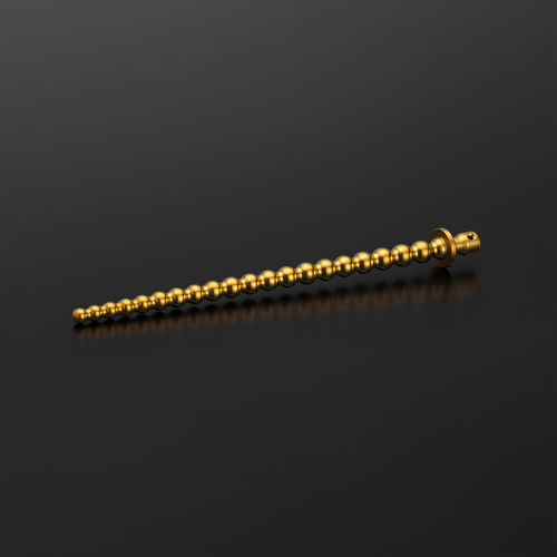 Bubbles 5-8 mm - urethral sounding rod with beaded texture and progresivelly increasing ball diameter, variant PVD Gold