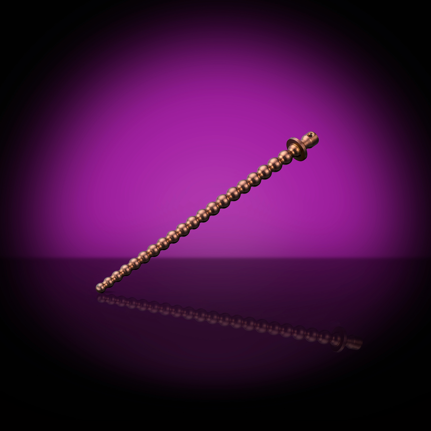 Bubbles 5-8 mm urethral sounding rod, variant PVD Rosegold on purple background