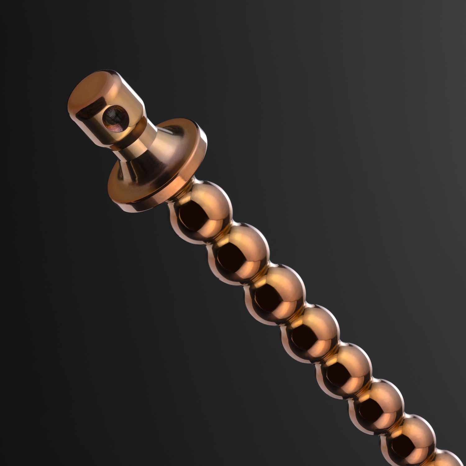 Bubbles 5-8 mm urethral sounding rod, variant PVD Rosegold on purple background