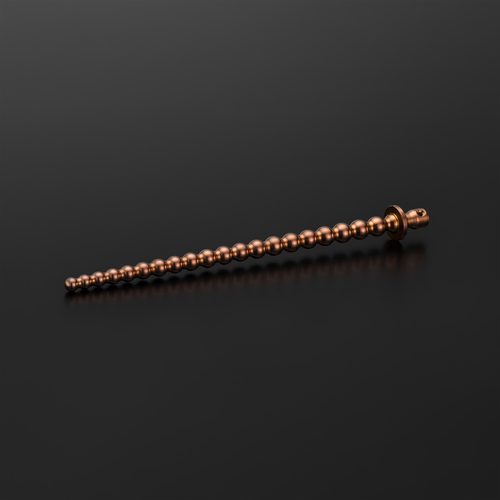 Bubbles 5-8 mm - urethral sounding rod with beaded texture and progresivelly increasing ball diameter, variant PVD Rosegold