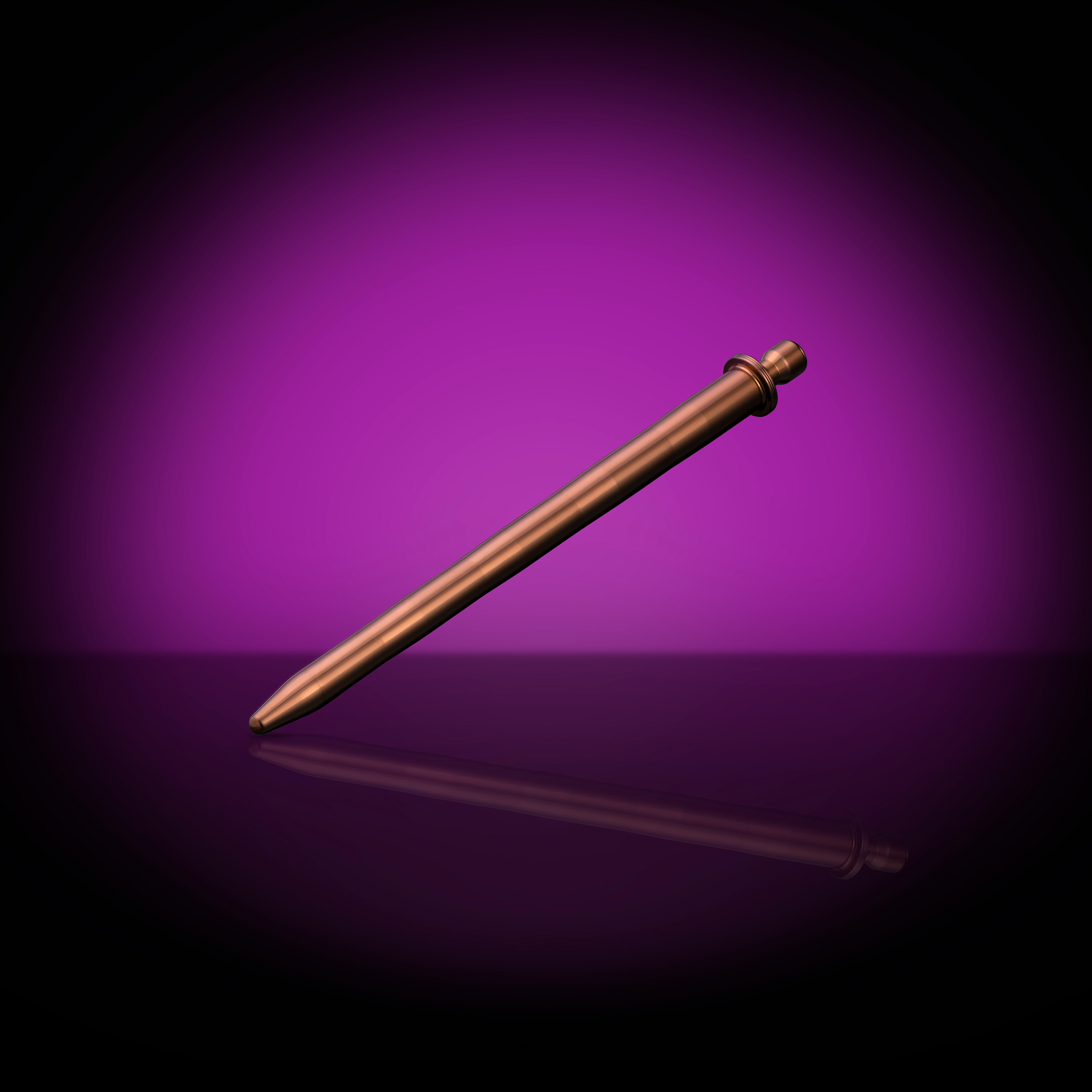 Gentle Stretcher 8-10 mm urethral sounding rod, variant PVD RoseGold on purple background