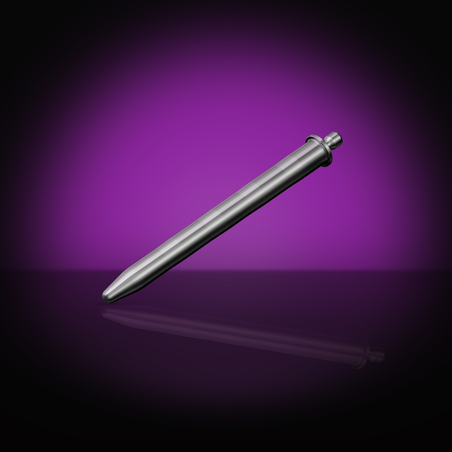 Gentle Stretcher 12-14 mm urethral sounding rod, variant Stainless steel on purple background