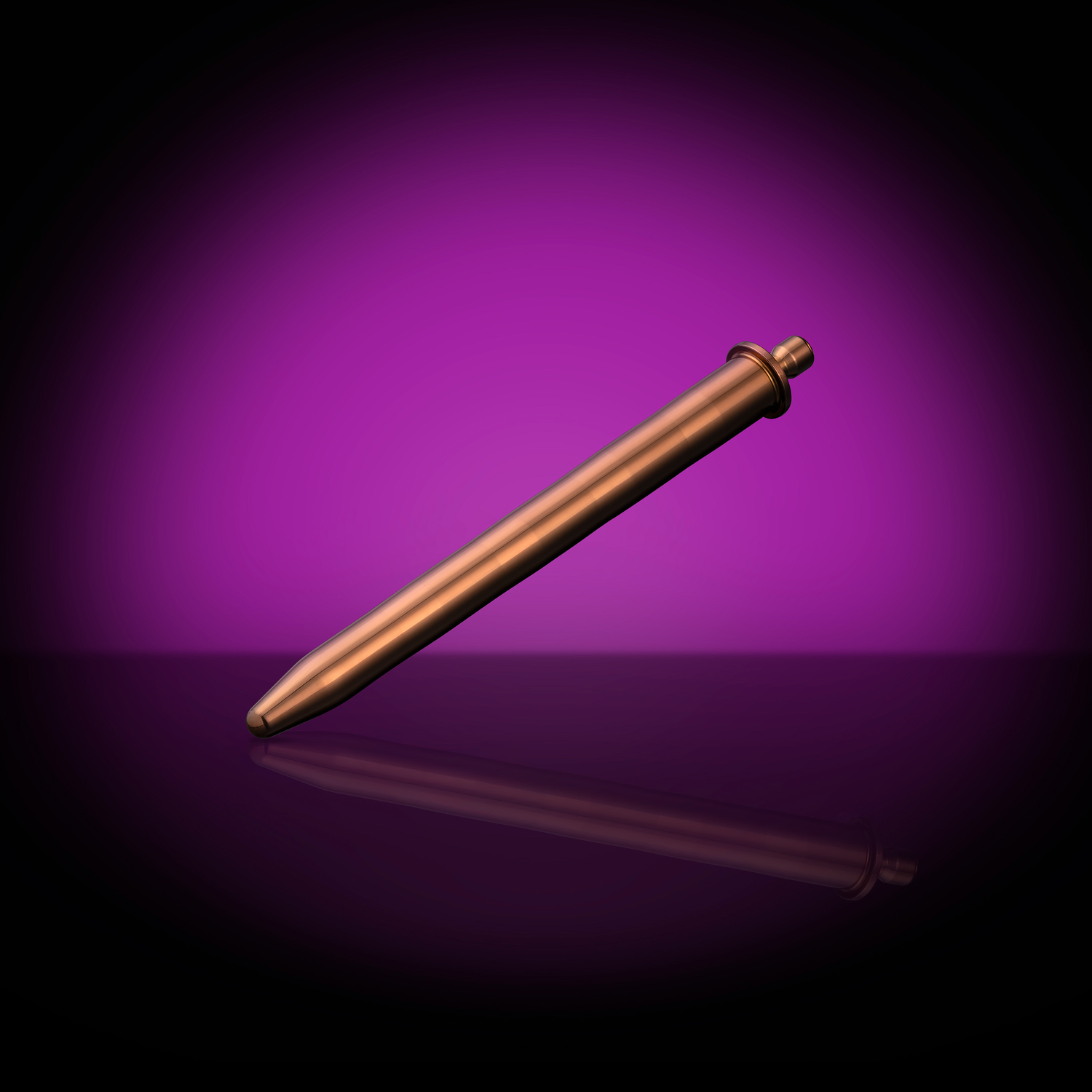 Gentle Stretcher 12-14 mm urethral sounding rod, variant PVD RoseGold on purple background